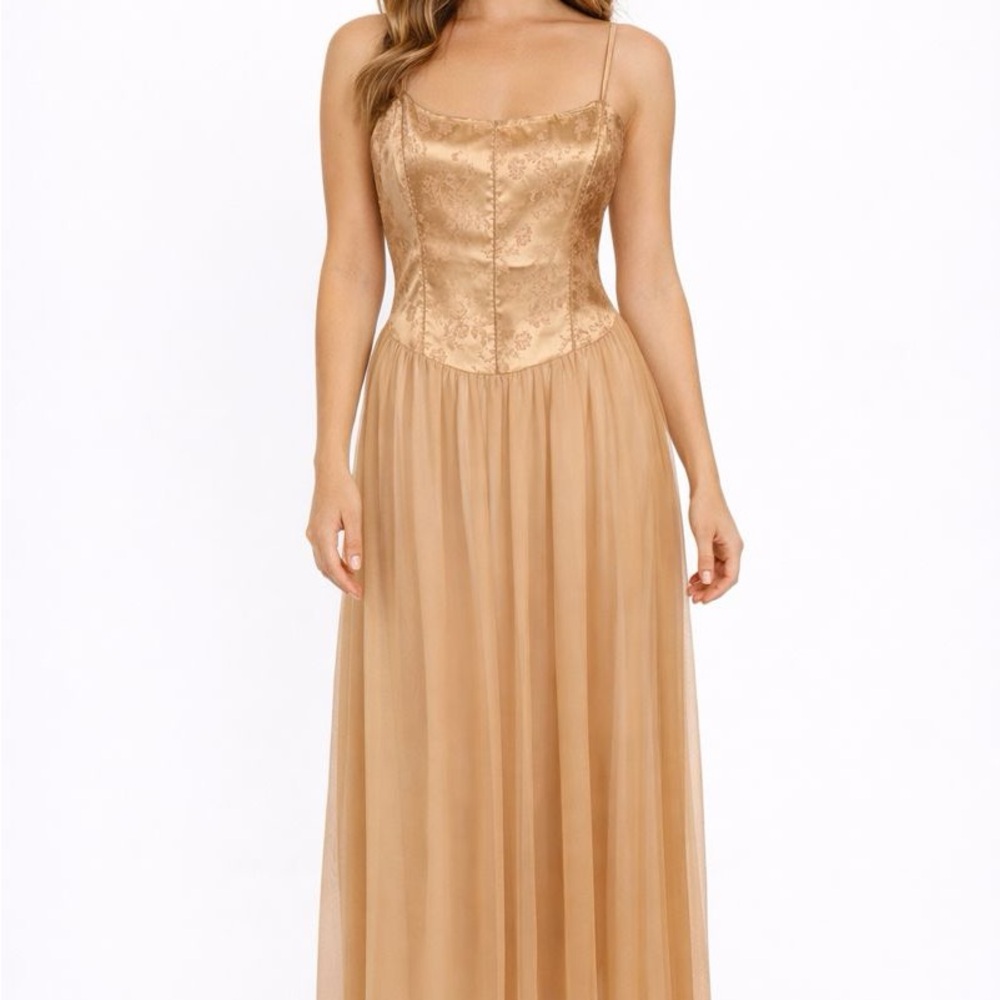 Vintage‎ Victoria’s Secret Satin Corset Maxi Slip Ethereal Sheer Fairy Y2k